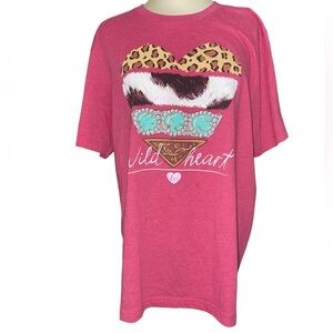 Lulu Mac T-shirt short sleeves crew neck animal print western vibe Size X-Large